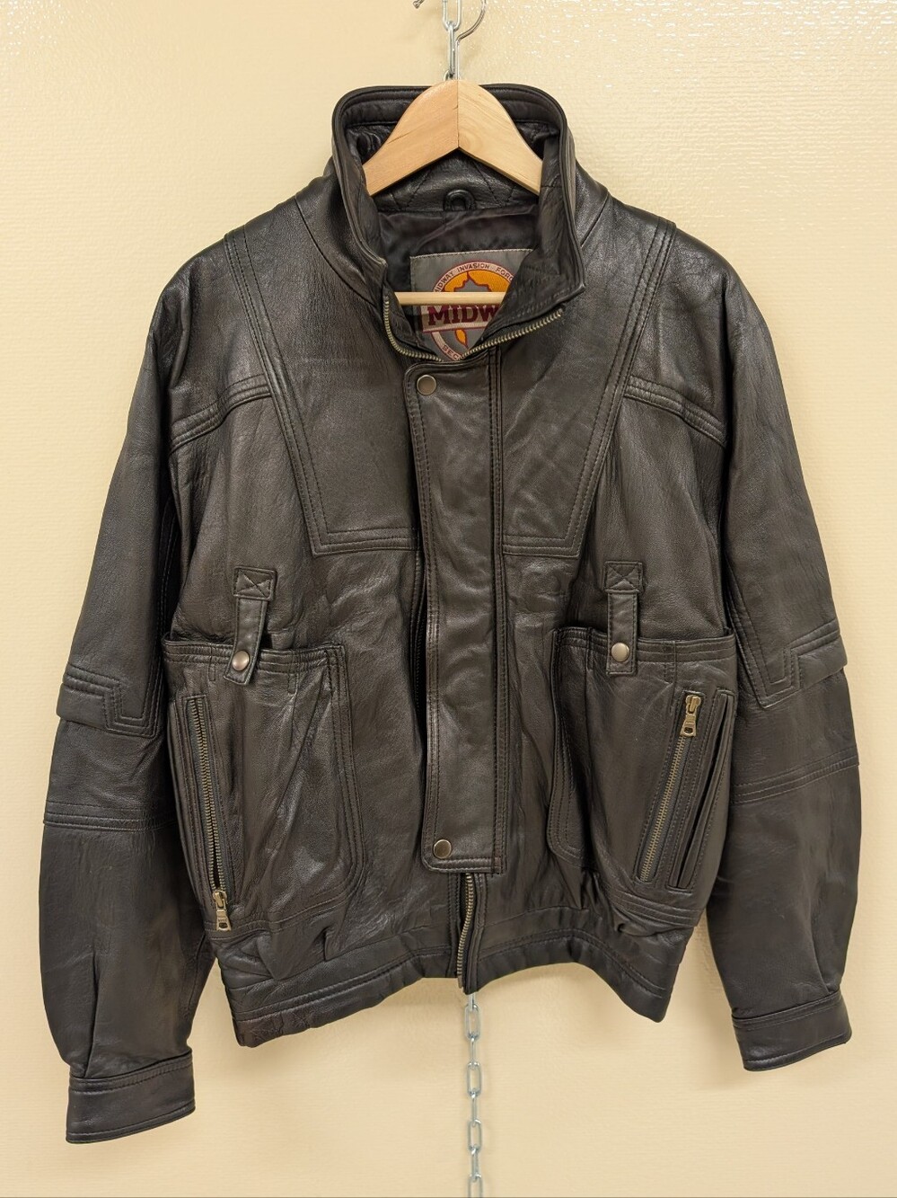 Vintage Midway Leather Cargo Jacket men's S